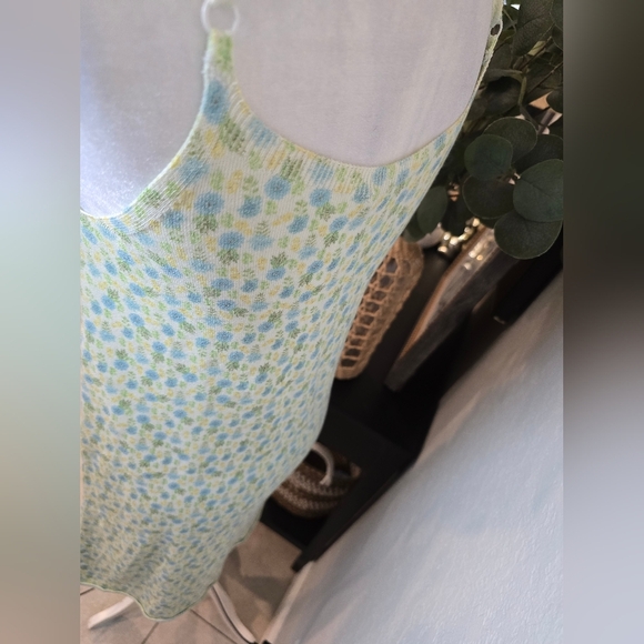 Zara Light Blue Green Floral Mini Dress With Adjustable Straps Size M - Picture 5 of 8